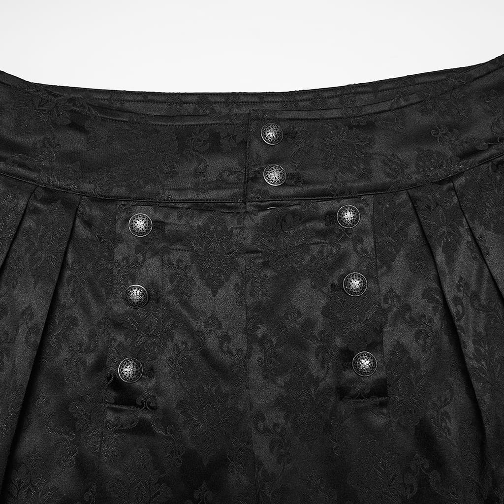 PUNK RAVE Men's Gothic Floral Jacquard Double-breasted Pants