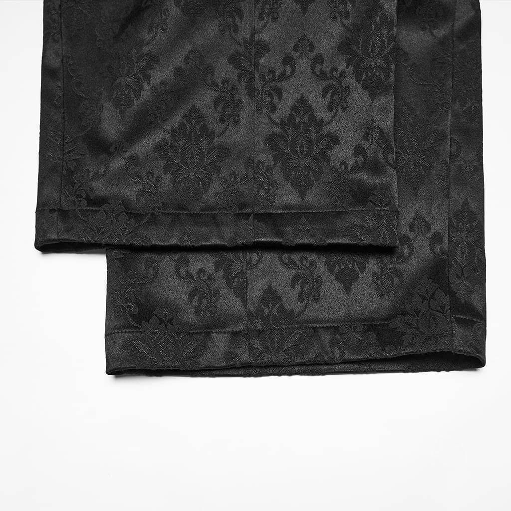 PUNK RAVE Men's Gothic Floral Jacquard Double-breasted Pants