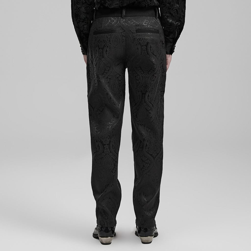 PUNK RAVE Men's Gothic Floral Jacquard Pants