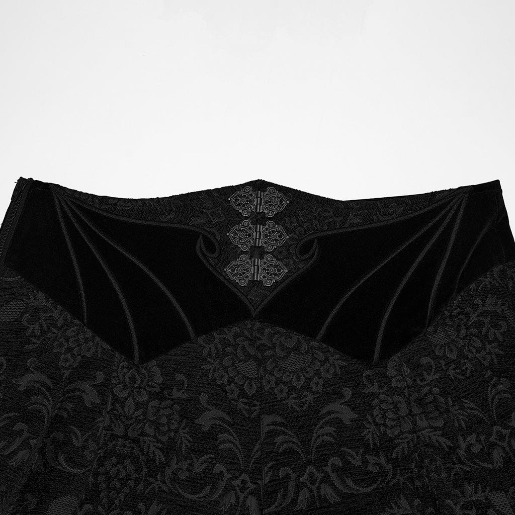 PUNK RAVE Men's Gothic Floral Jacquard Pants Black