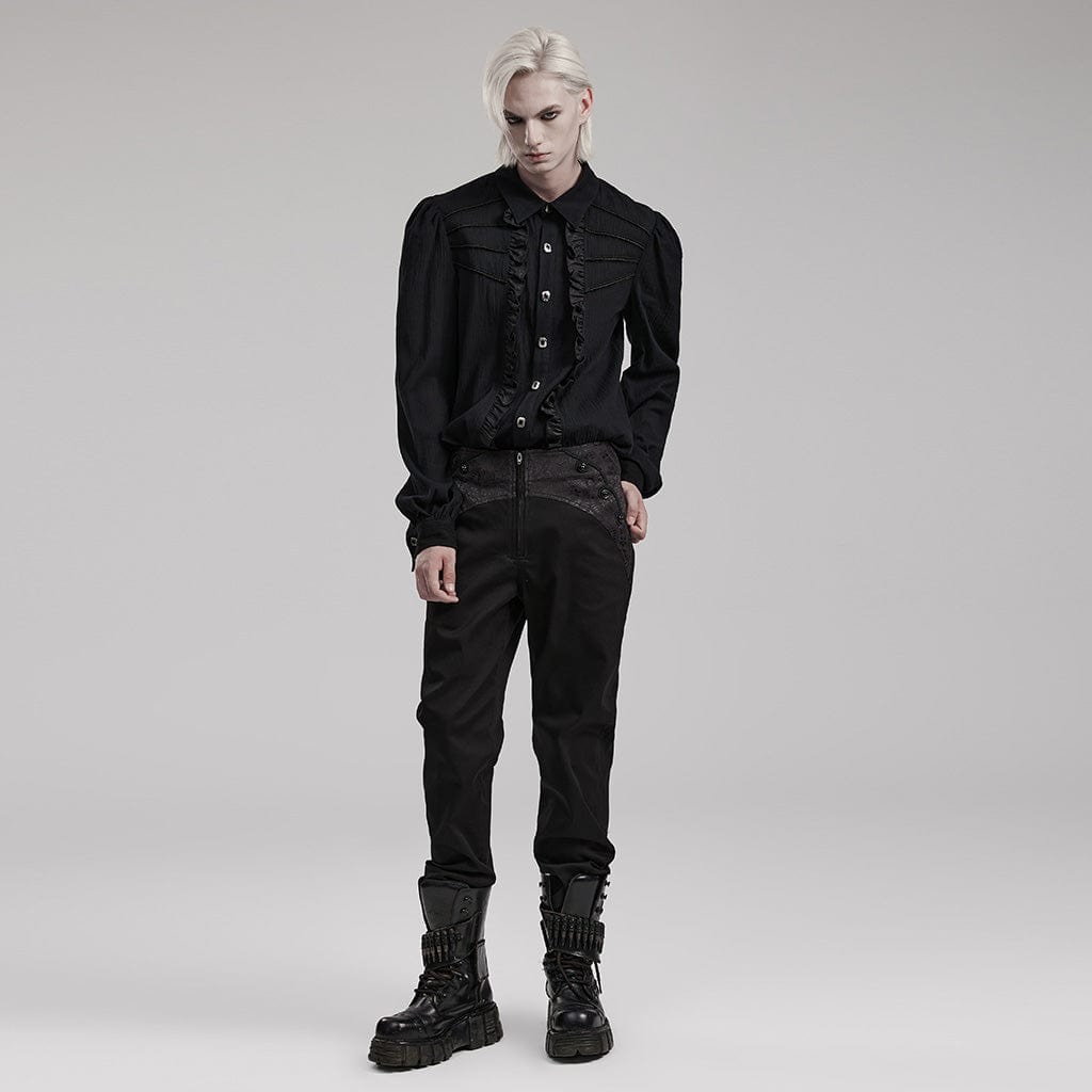 PUNK RAVE Men's Gothic Front Zip Suit Pants