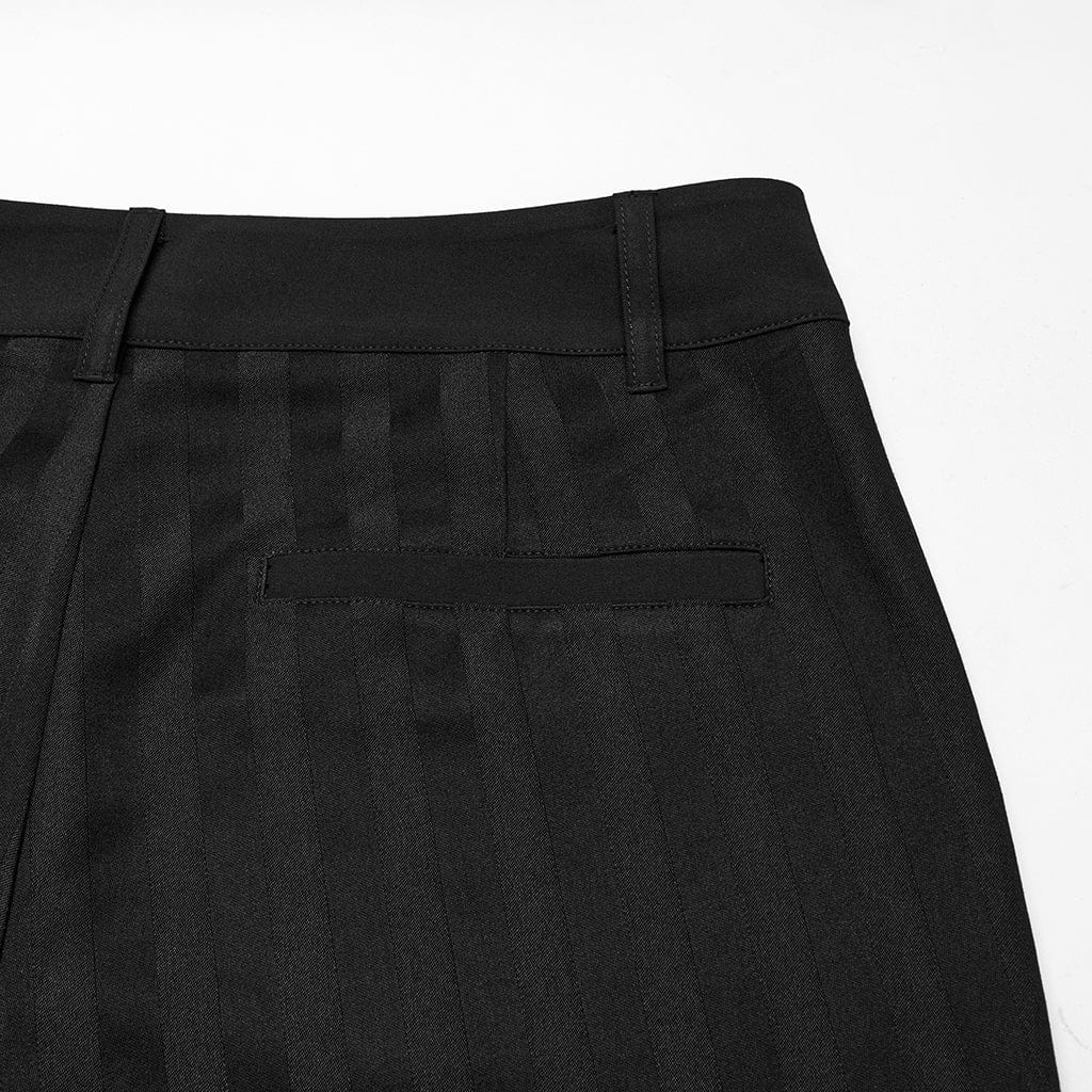 PUNK RAVE Men's Gothic High-waisted Striped Suit Pants Black