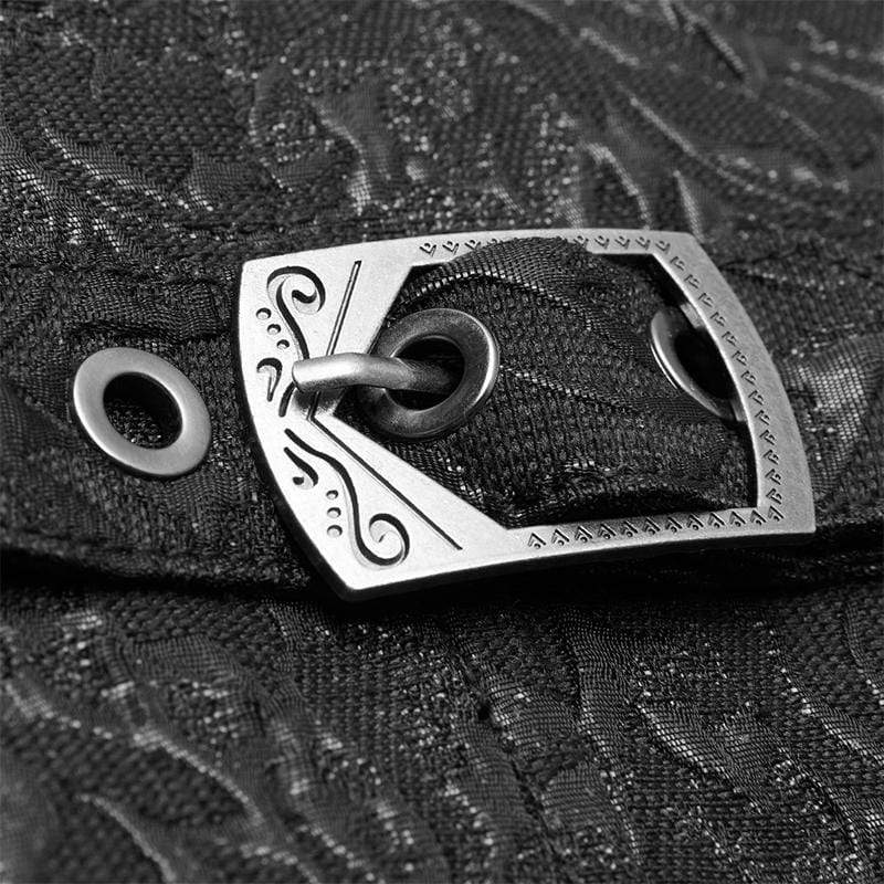 PUNK RAVE Men's Gothic Jacquard Front Breasted Vests