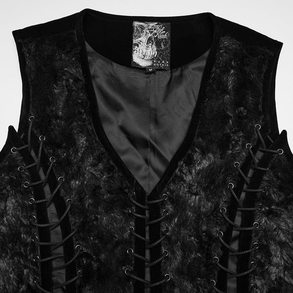 PUNK RAVE Men's Gothic Lace-up Buckle-up Strap Vest