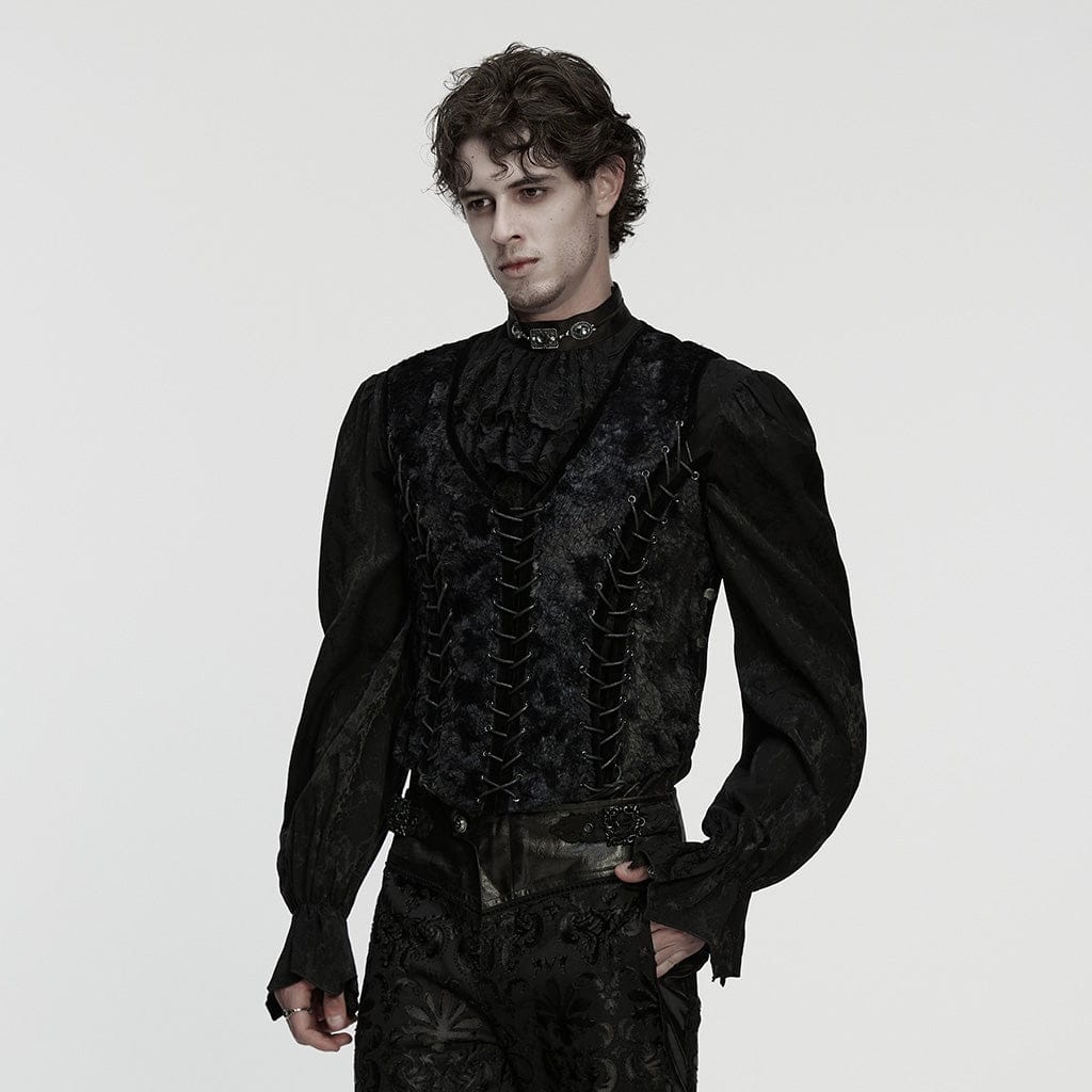 PUNK RAVE Men's Gothic Lace-up Buckle-up Strap Vest