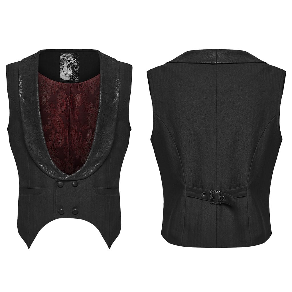 PUNK RAVE Men's Gothic Lapel Double-breasted Pointed Hem Waistcoat