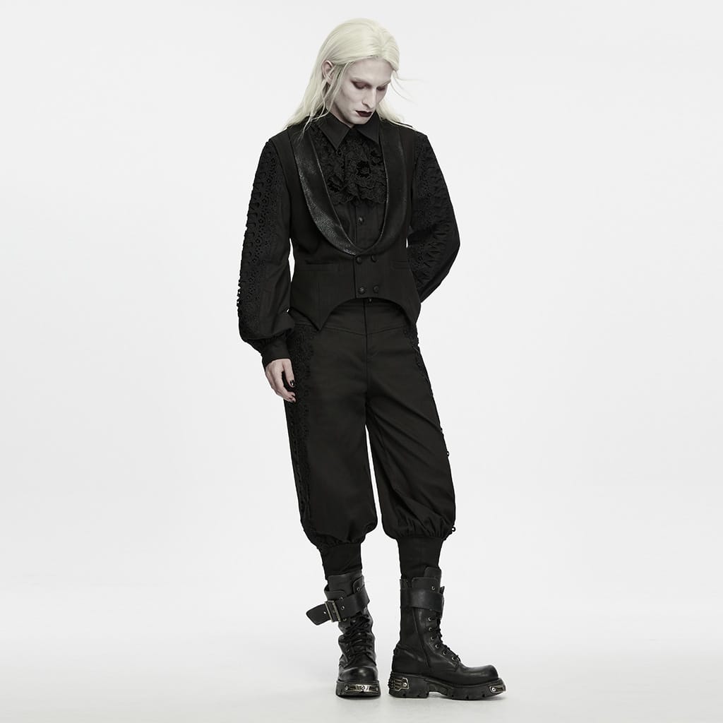 PUNK RAVE Men's Gothic Lapel Double-breasted Pointed Hem Waistcoat