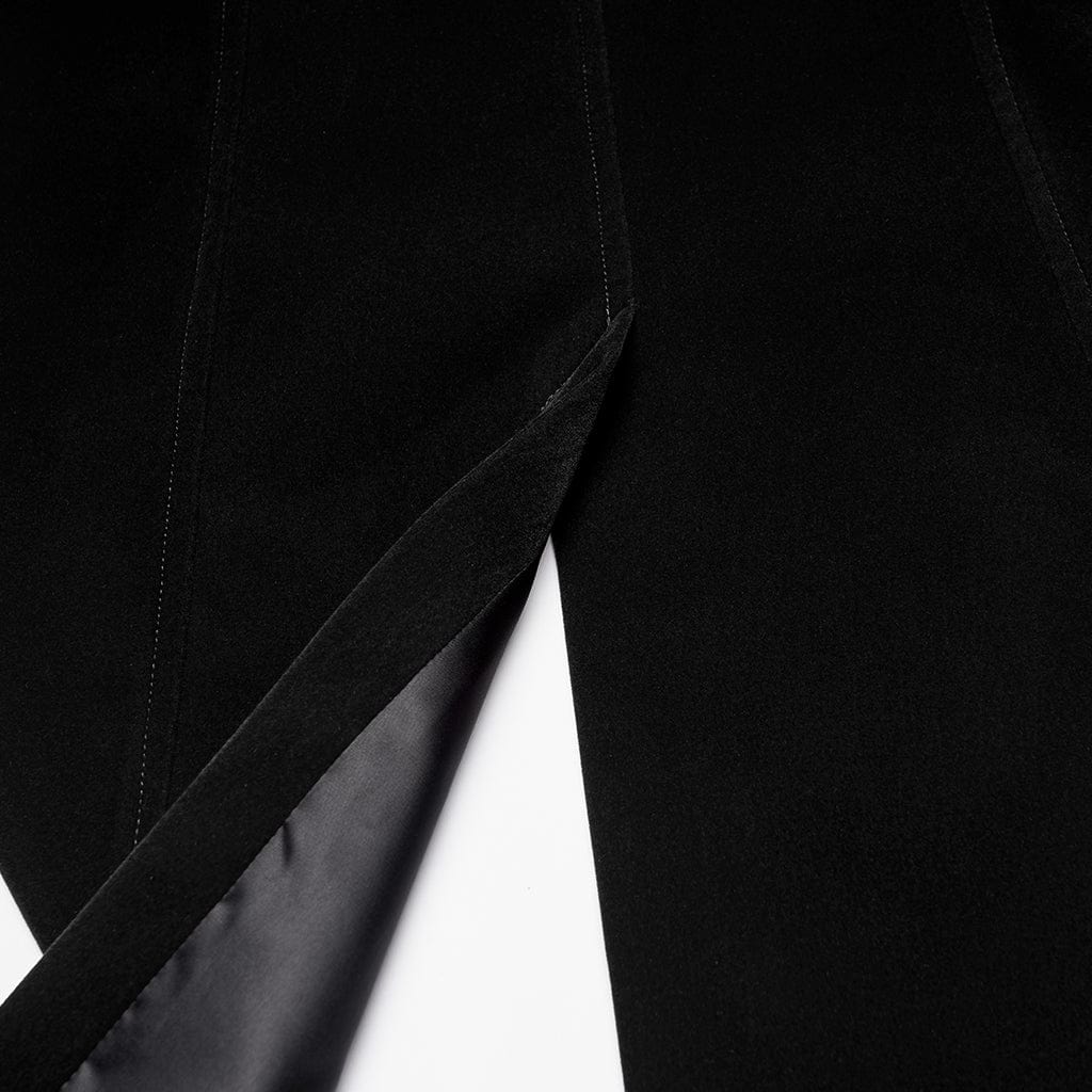 PUNK RAVE Men's Gothic Pleated Stand Collar Swallow-tailed Vest Black