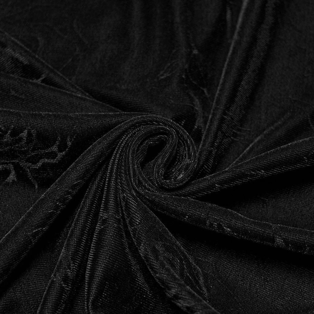 PUNK RAVE Men's Gothic Rose Embossed Lace-up Top Black