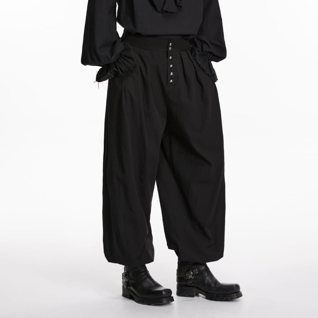 PUNK RAVE Men's Gothic Ruched Tapered Pants