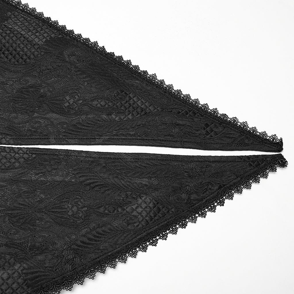 PUNK RAVE Men's Gothic Ruffled Lace Splice Jacquard Swallow-tailed Coat