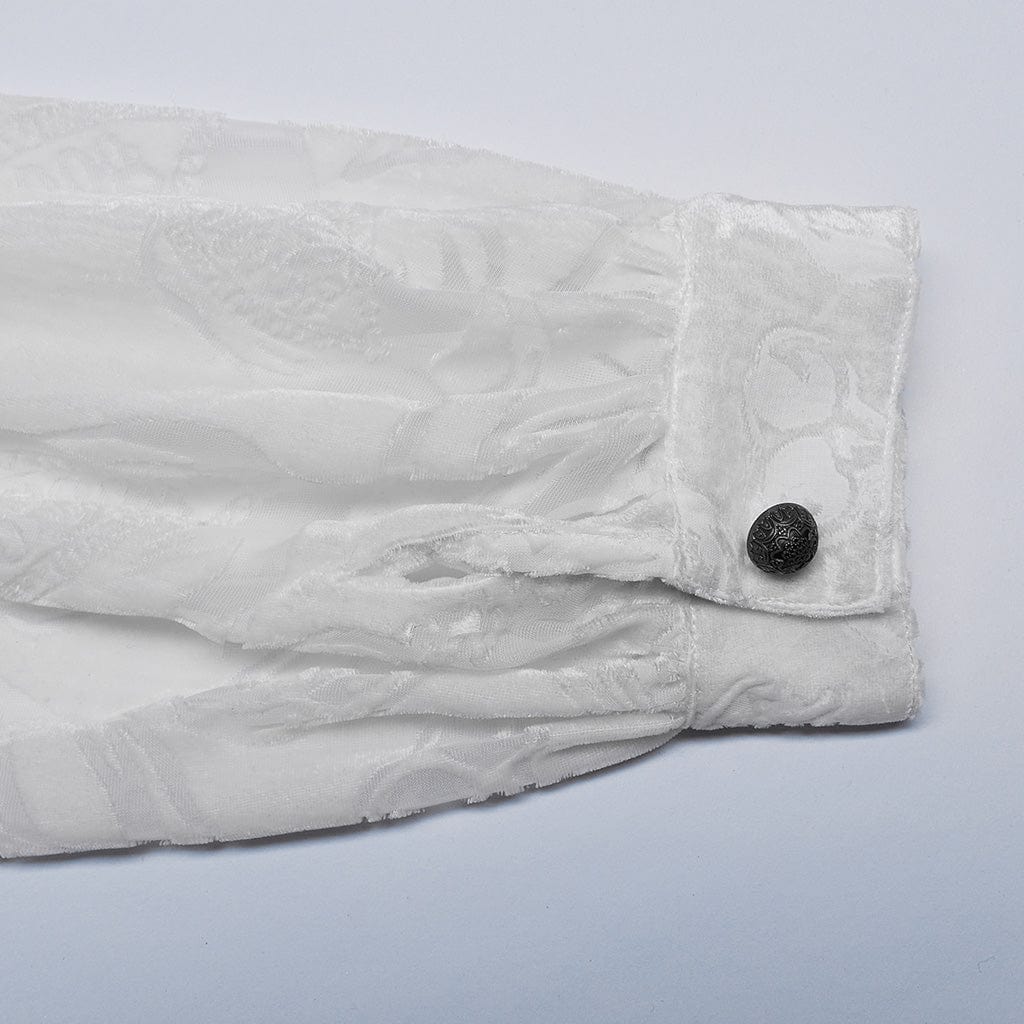 PUNK RAVE Men's Gothic Sheer Chomper Velvet Shirt