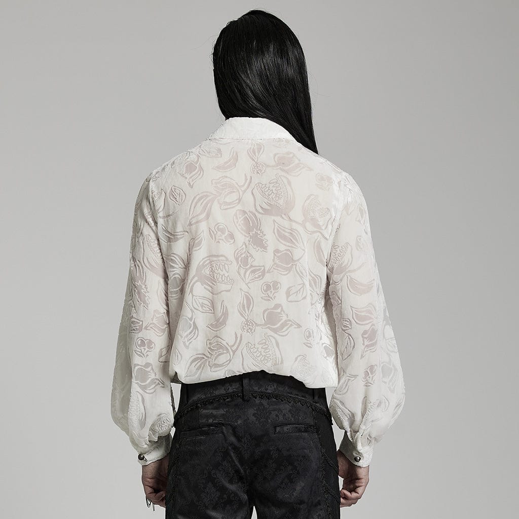 PUNK RAVE Men's Gothic Sheer Chomper Velvet Shirt