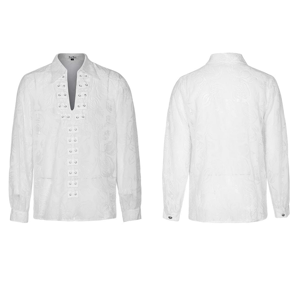 PUNK RAVE Men's Gothic Sheer Chomper Velvet Shirt