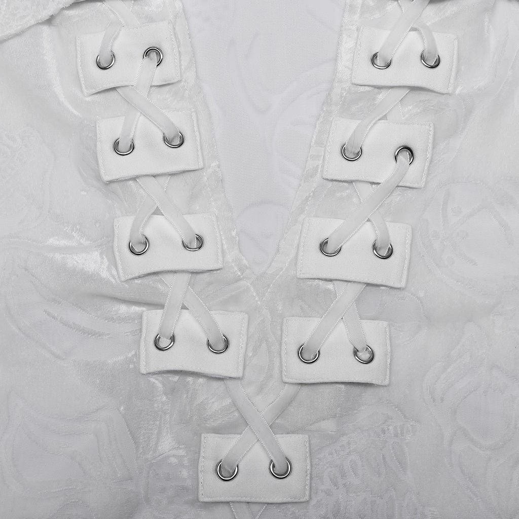 PUNK RAVE Men's Gothic Sheer Chomper Velvet Shirt