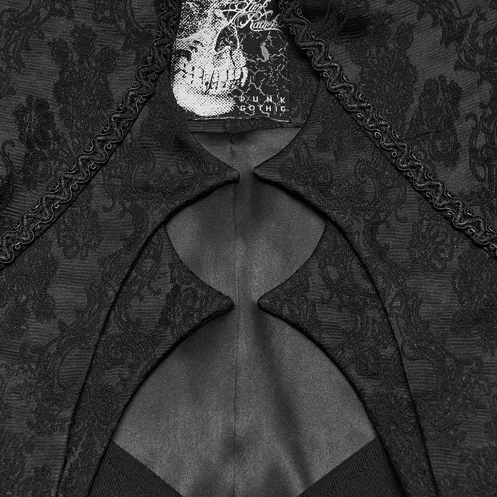 PUNK RAVE Men's Gothic Single-breasted Jacquard Stand Collar Jacket