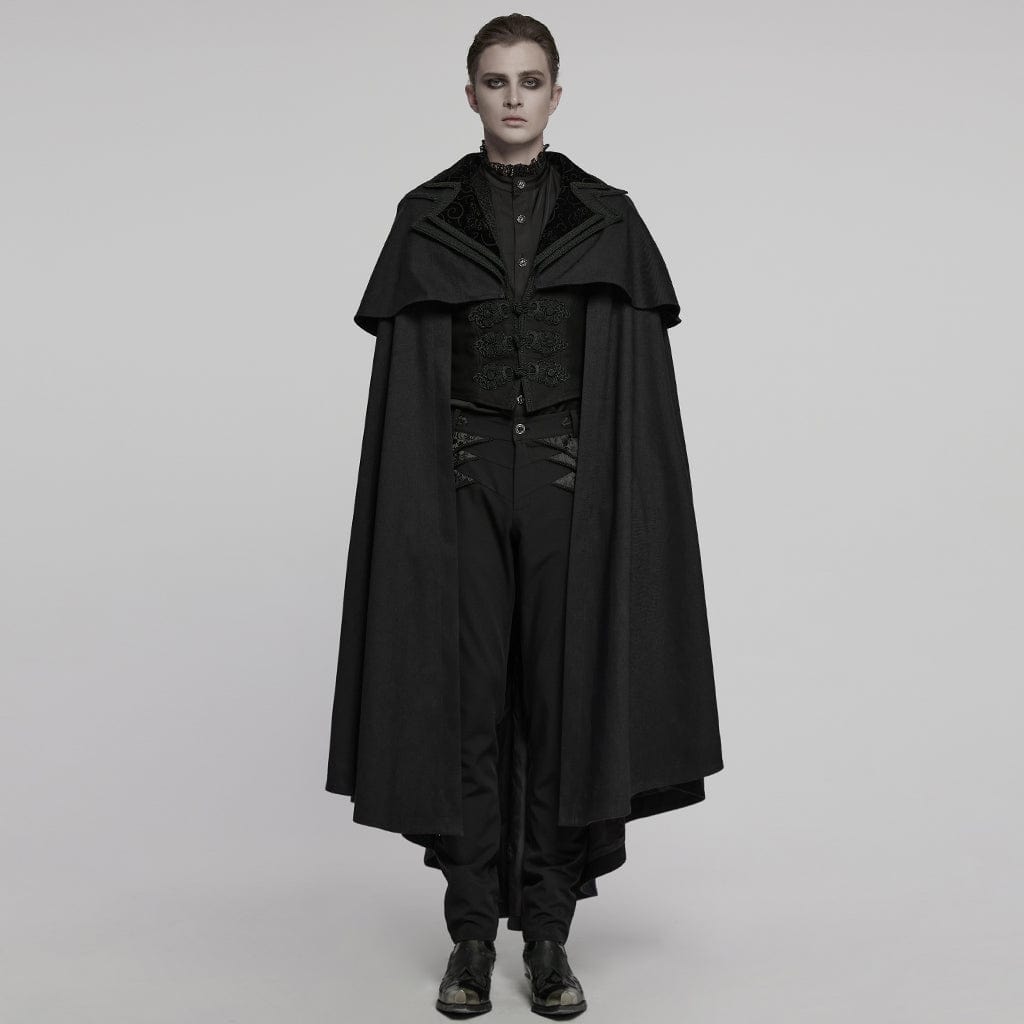 PUNK RAVE Men's Gothic Stand Collar Frog Witchy Coat