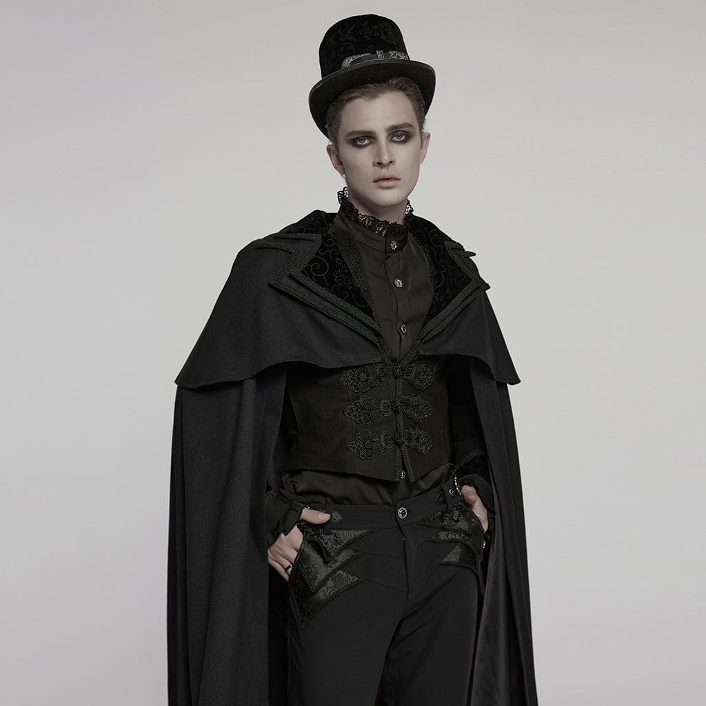 PUNK RAVE Men's Gothic Stand Collar Frog Witchy Coat