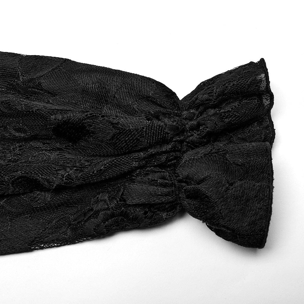 PUNK RAVE Men's Gothic Stand Collar Ruffled Lace Shirt