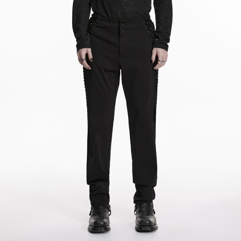 PUNK RAVE Men's Gothic Strapped Minimalist Pants