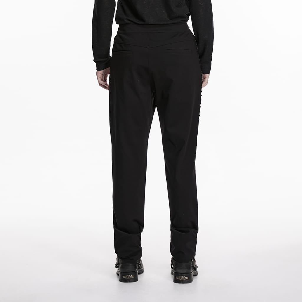 PUNK RAVE Men's Gothic Strapped Minimalist Pants