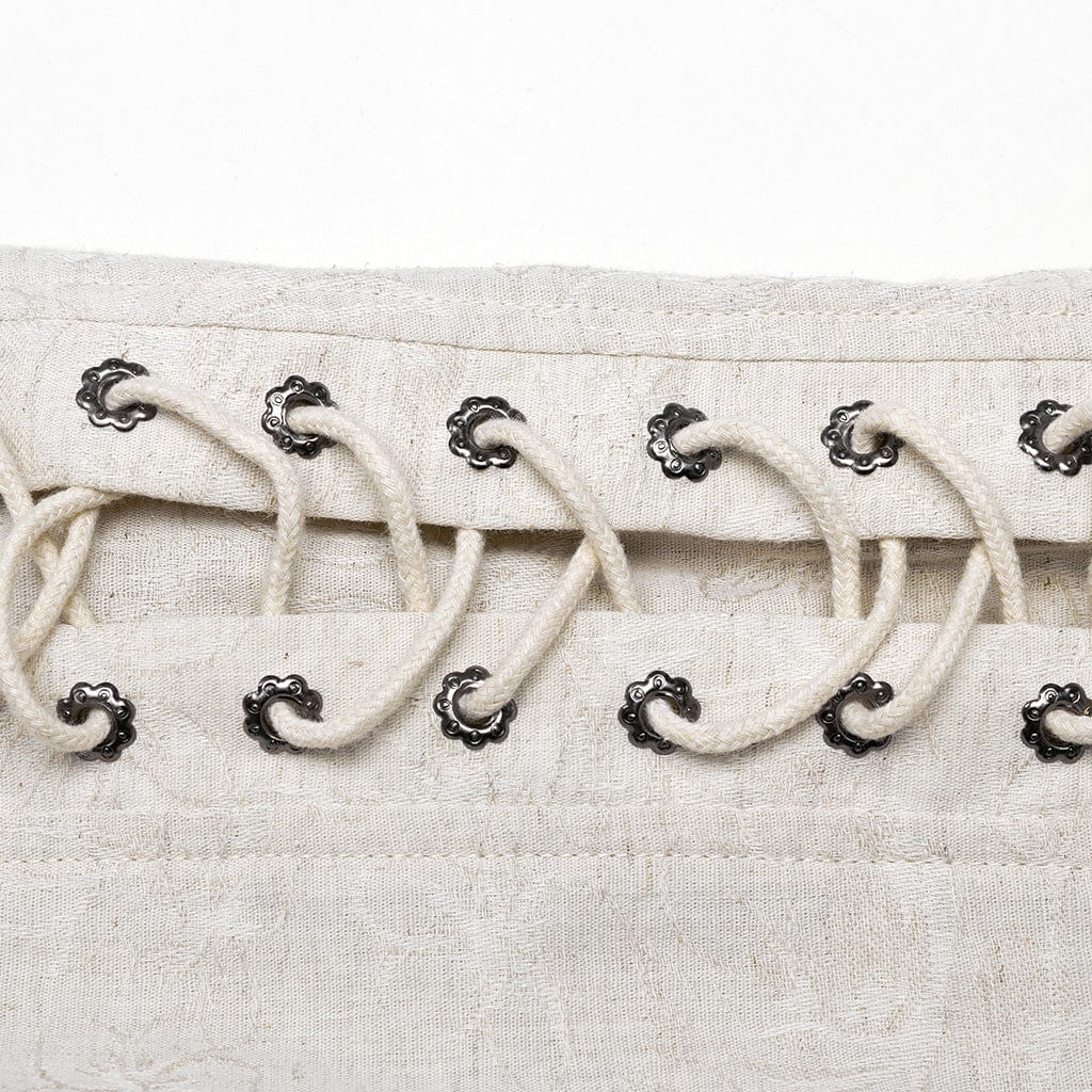 PUNK RAVE Men's Gothic Straps Puff Sleeved Shirt