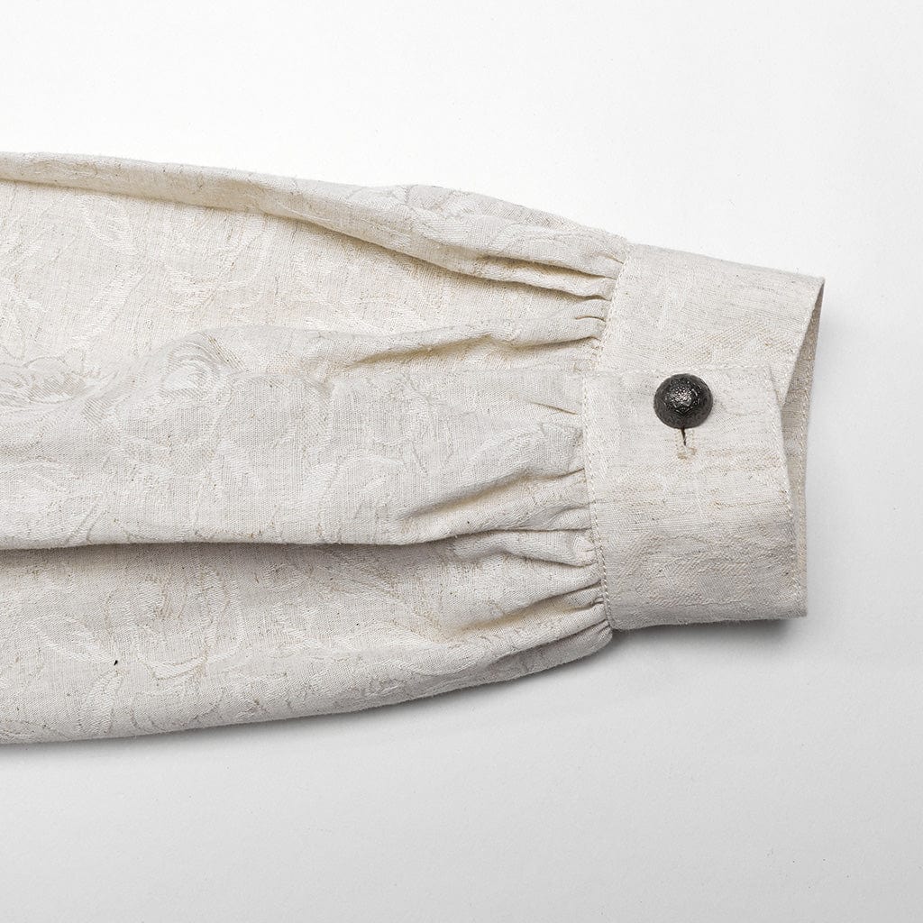 PUNK RAVE Men's Gothic Straps Puff Sleeved Shirt