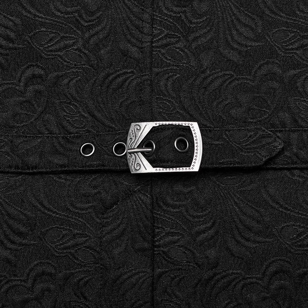 PUNK RAVE Men's Gothic Turn-down Collar Floral Bat Vest