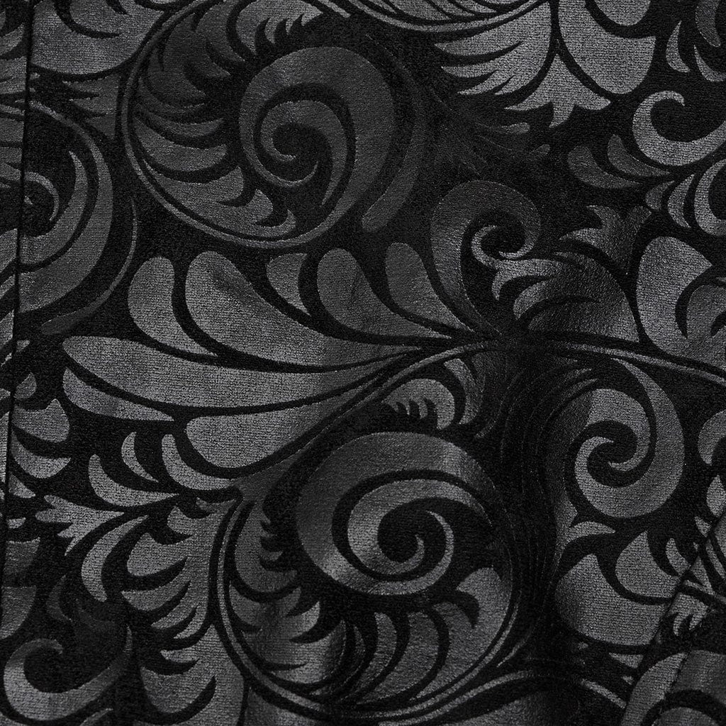 PUNK RAVE Men's Gothic V-neck Floral Printed Faux Leather Vest