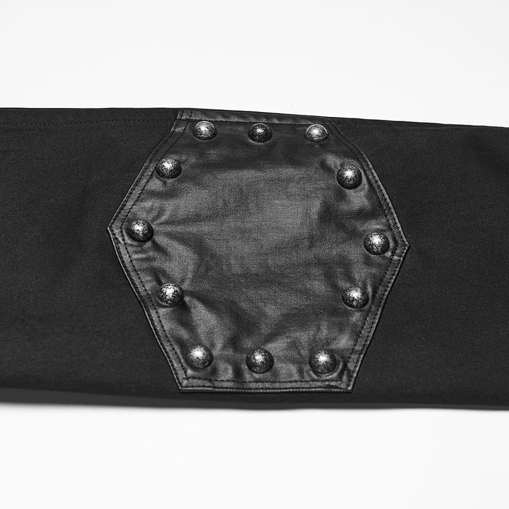 PUNK RAVE Men's Punk Asymmetric Patchwork Rivets Jacket