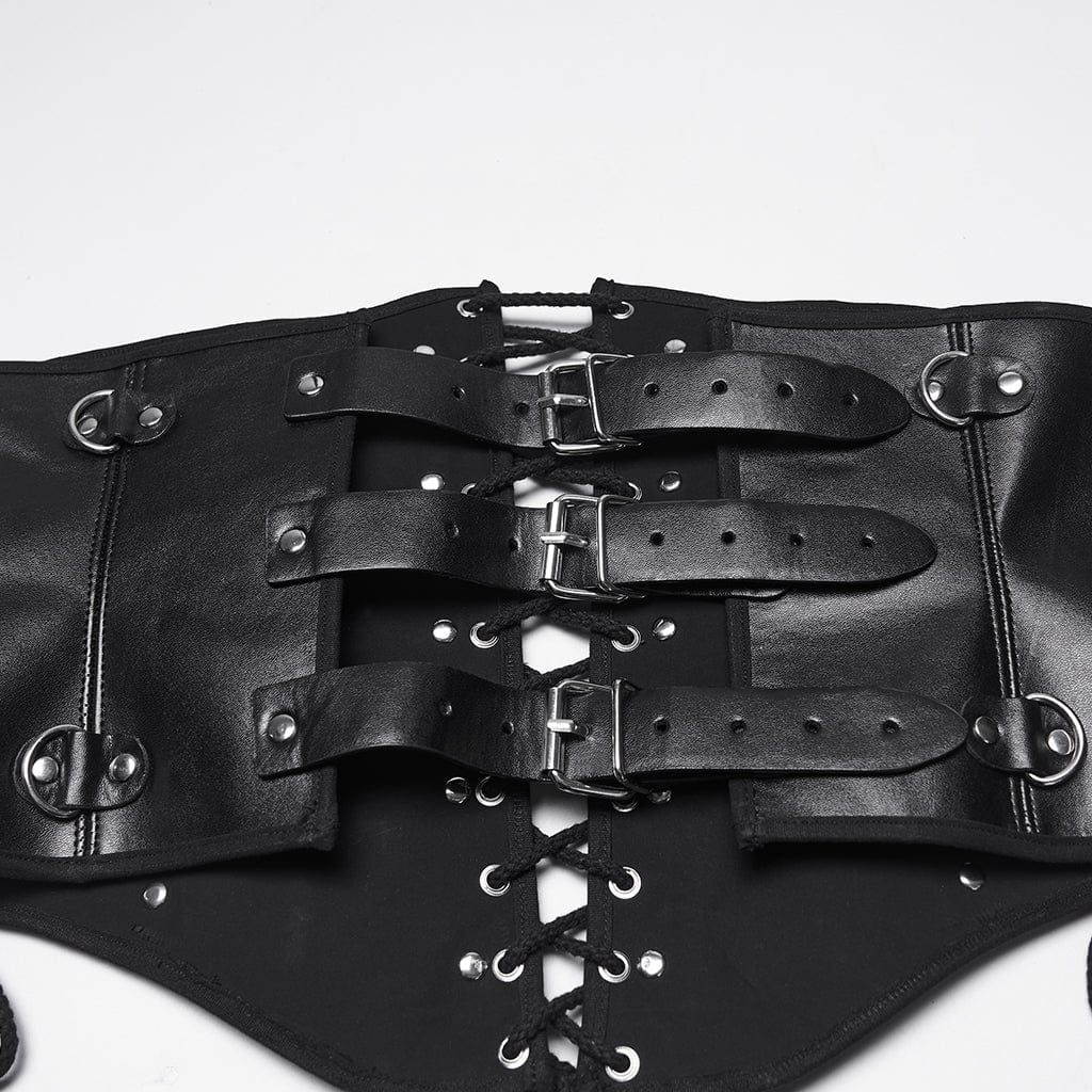 PUNK RAVE Men's Punk Buckle Strap Lace-up Girdle