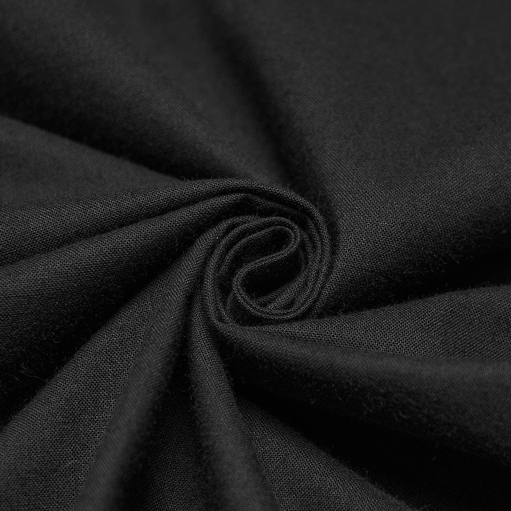 PUNK RAVE Men's Punk Buckle Strap Splice Turn-down Collar Shirt