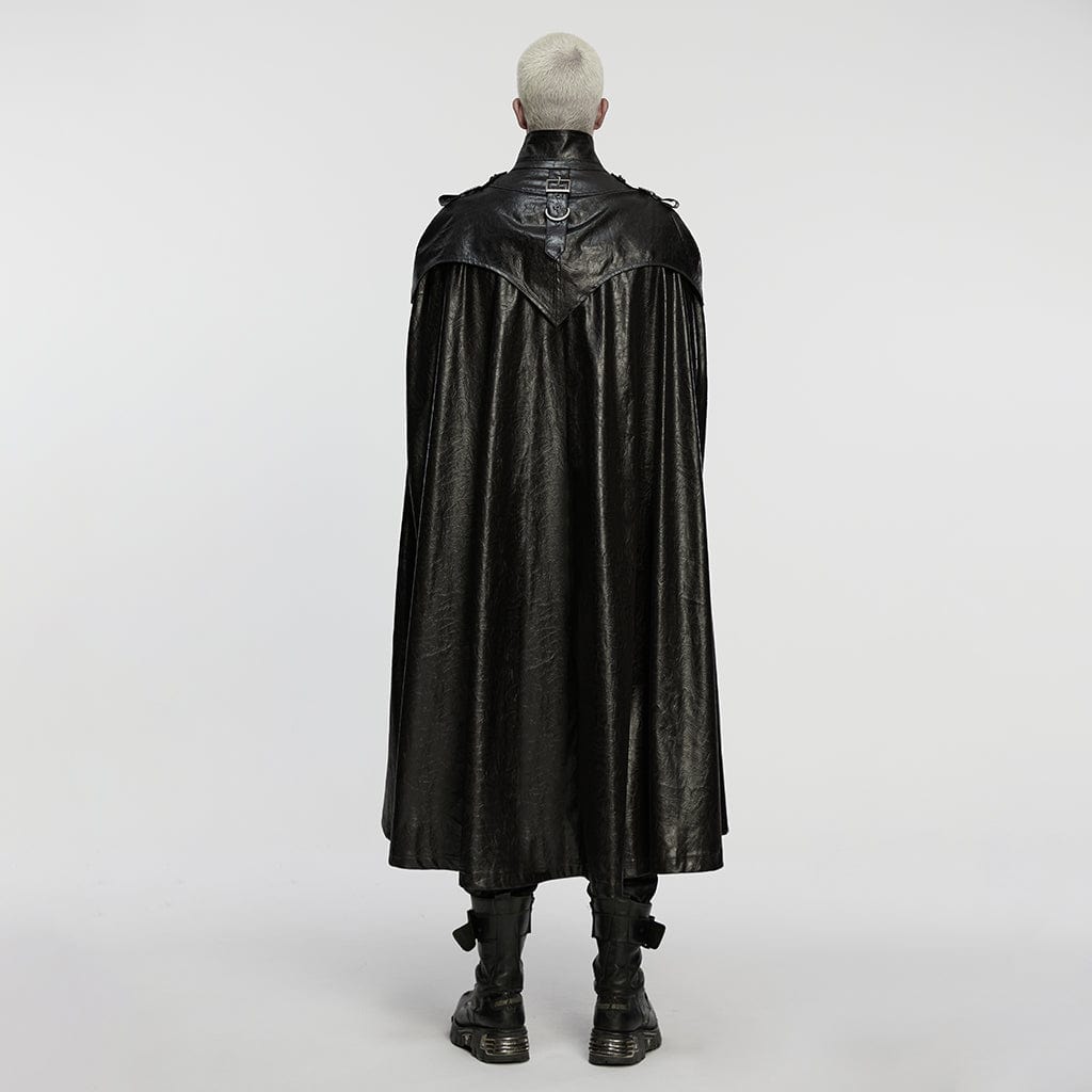 PUNK RAVE Men's Punk Buckle-up Strap One-piece Shirt Cloak
