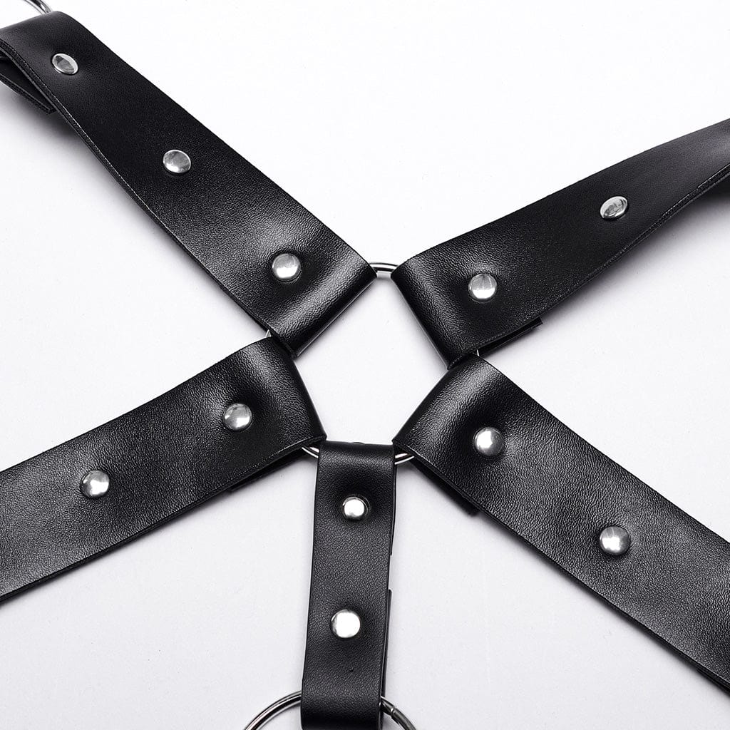 PUNK RAVE Men's Punk Crossed Faux Leather Harness