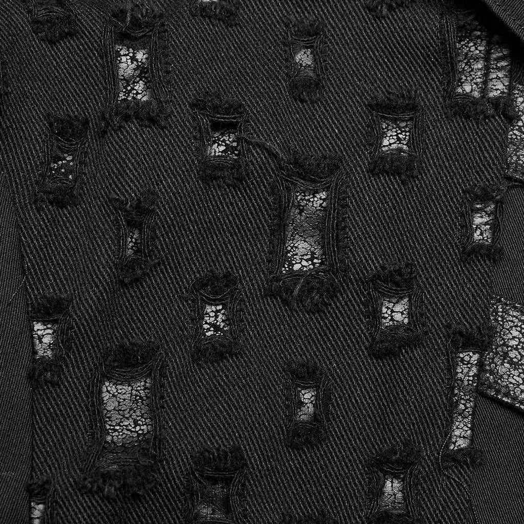 PUNK RAVE Men's Punk Cutout Splice Shirt