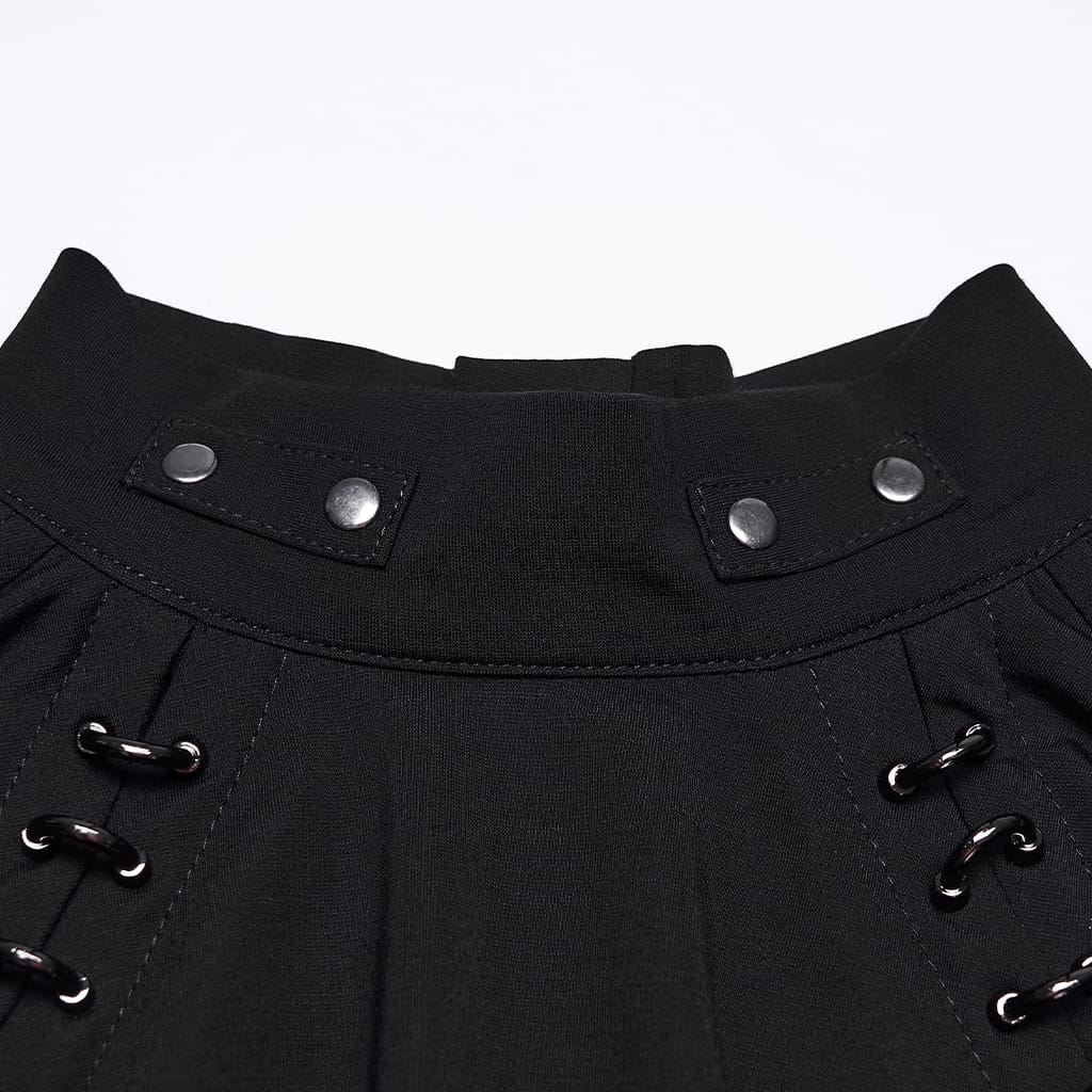 PUNK RAVE Men's Punk D-rings Mesh Splice Short Sleeved Top