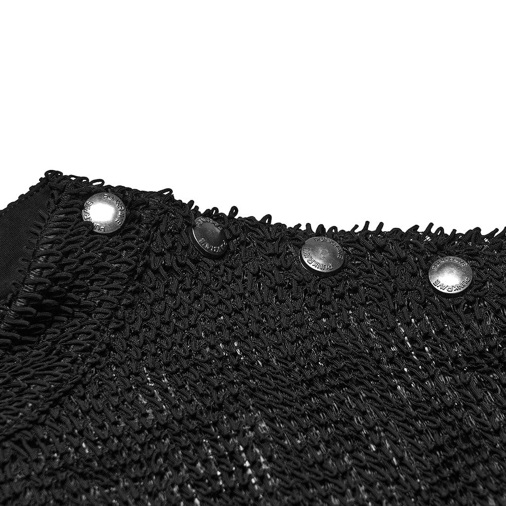 PUNK RAVE Men's Punk Eyelets Mesh T-shirt