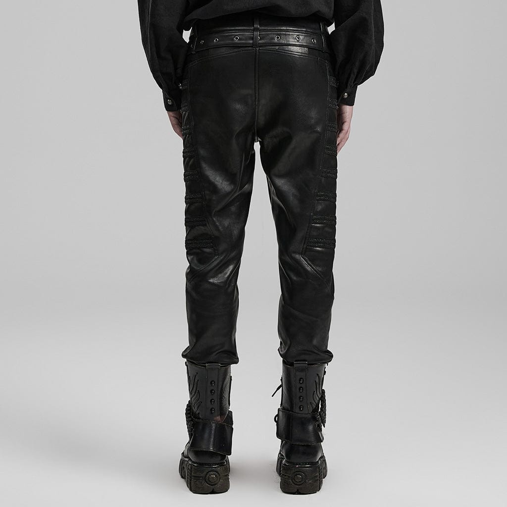 PUNK RAVE Men's Punk Faux Leather Pants
