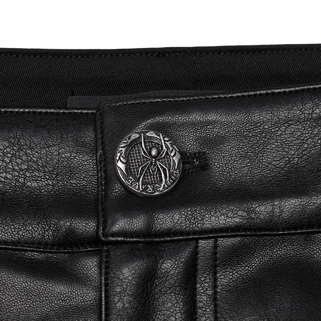 PUNK RAVE Men's Punk Faux Leather Pants