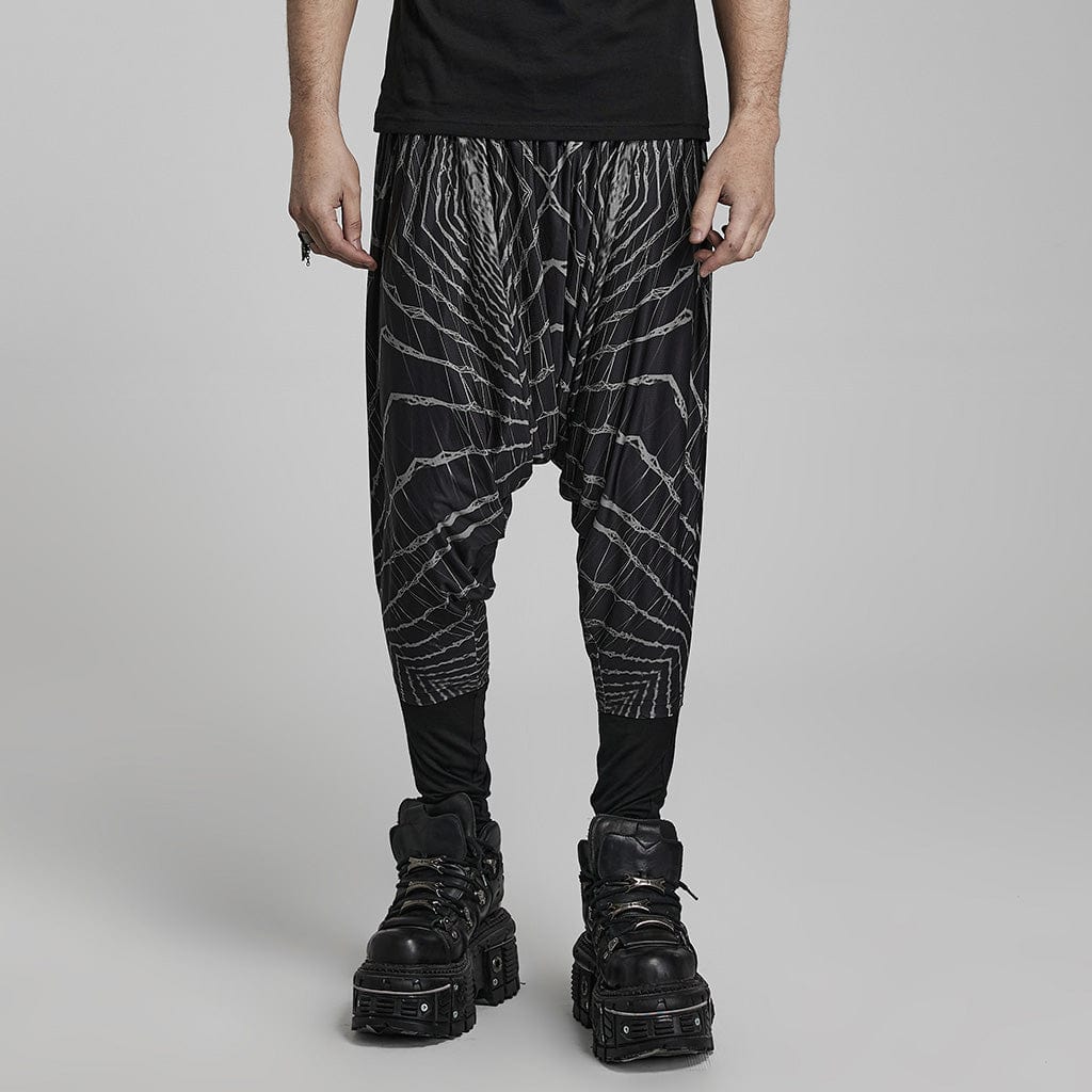 PUNK RAVE Men's Punk Halo Printed Sagging Pants