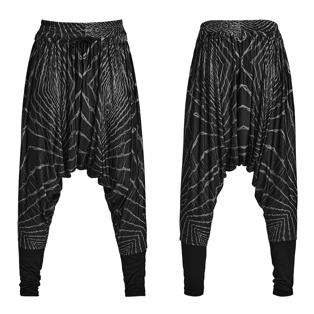 PUNK RAVE Men's Punk Halo Printed Sagging Pants