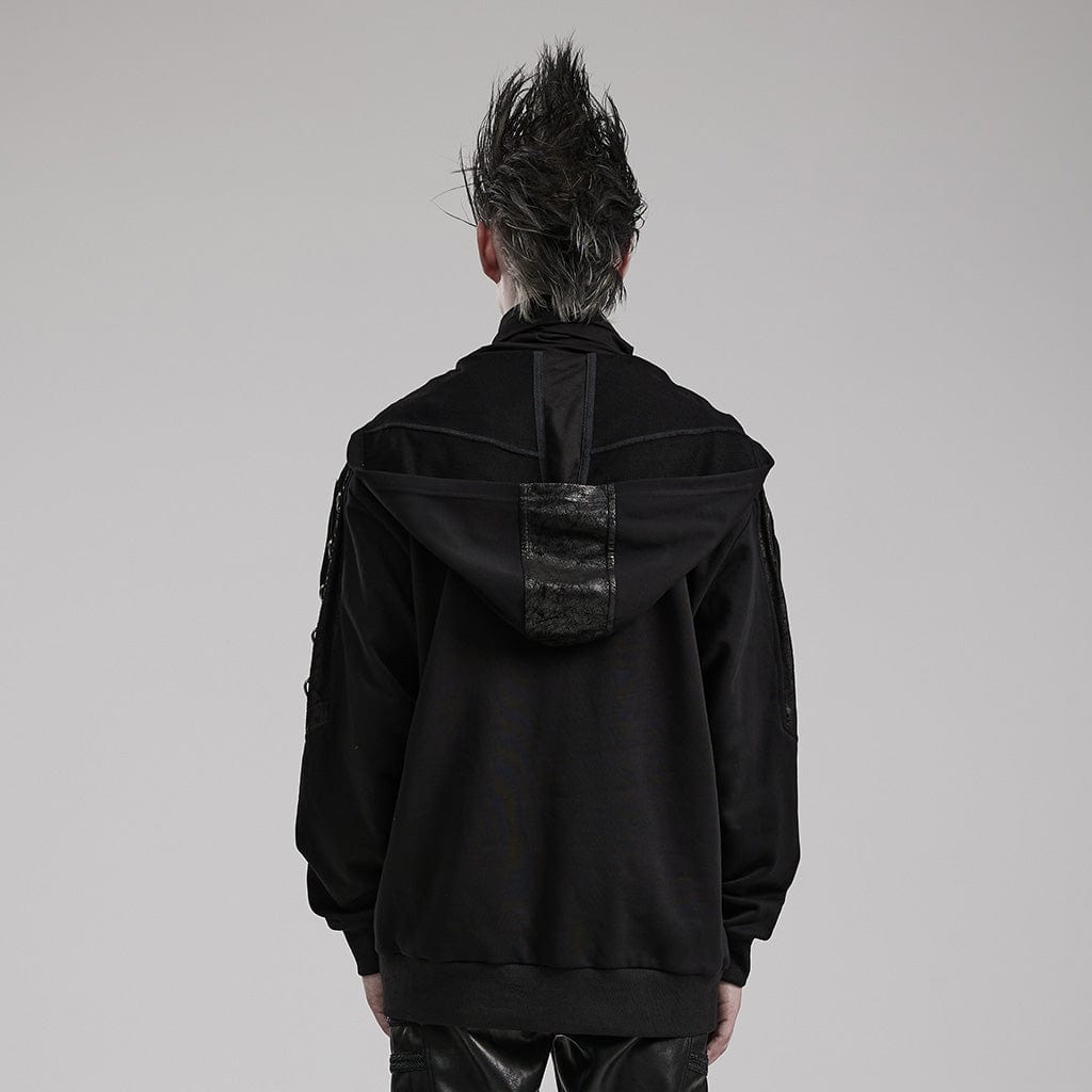 PUNK RAVE Men's Punk High Collar Loose Hoodies