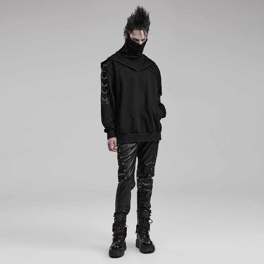 PUNK RAVE Men's Punk High Collar Loose Hoodies