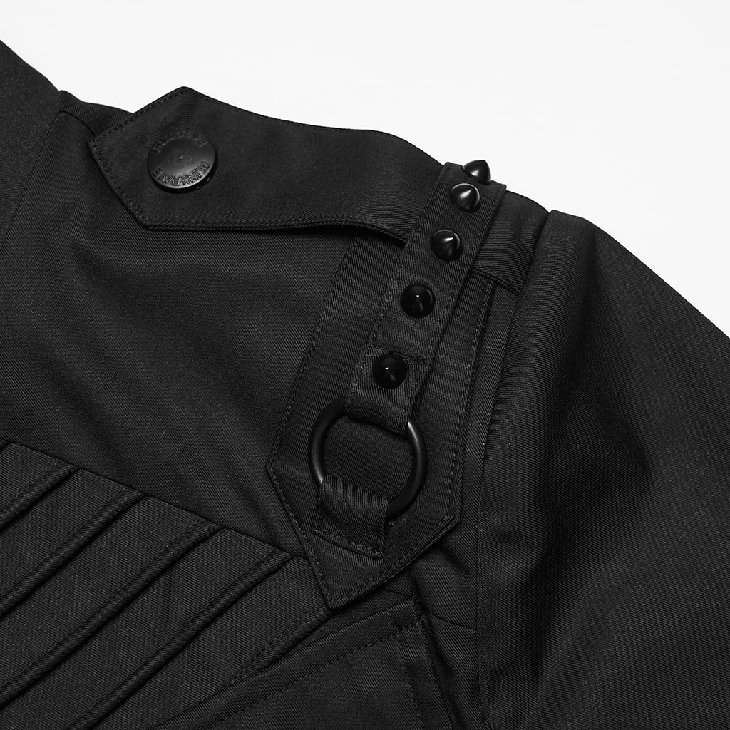 PUNK RAVE Men's Punk Layered Hooded Zip Jacket