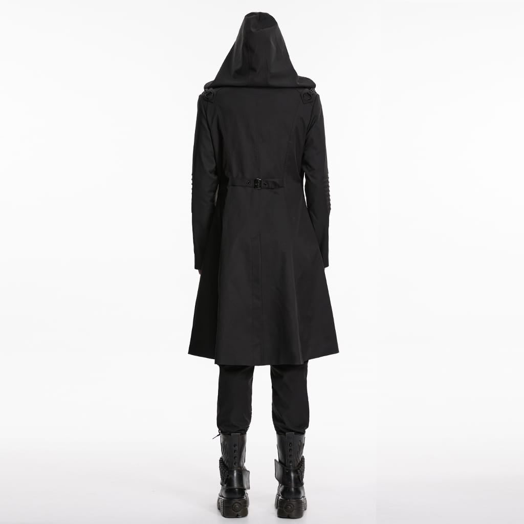 PUNK RAVE Men's Punk Layered Hooded Zip Jacket