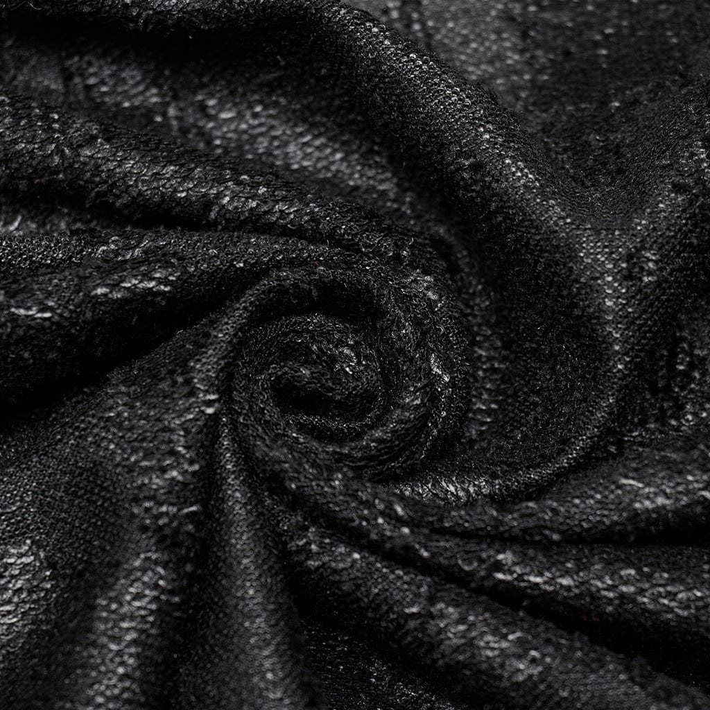 PUNK RAVE Men's Punk Pleated Long Coat with a Hood