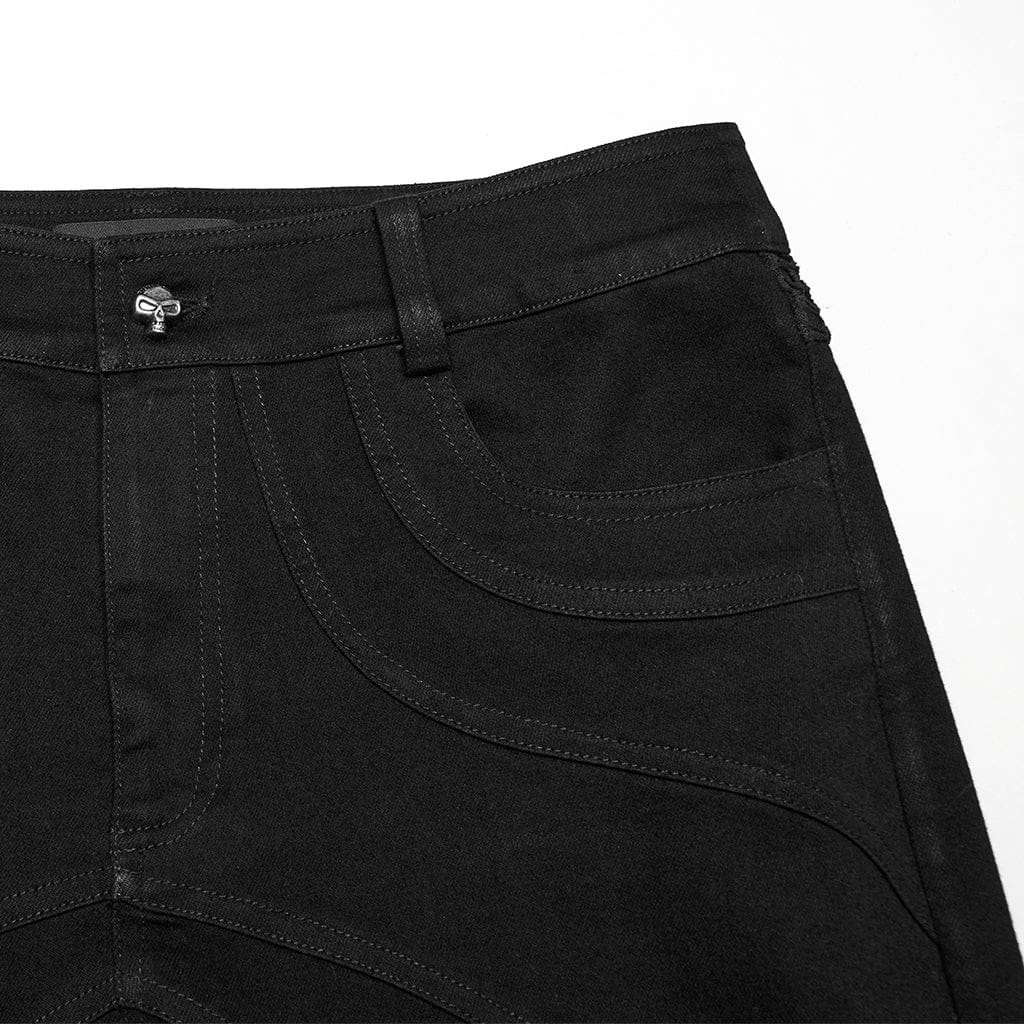 PUNK RAVE Men's Punk Pleated Mesh Splice Pants