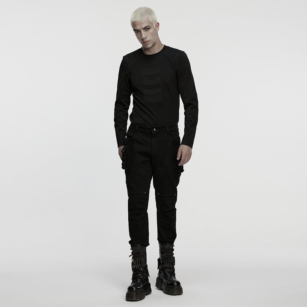 PUNK RAVE Men's Punk Pleated Rivet Pants