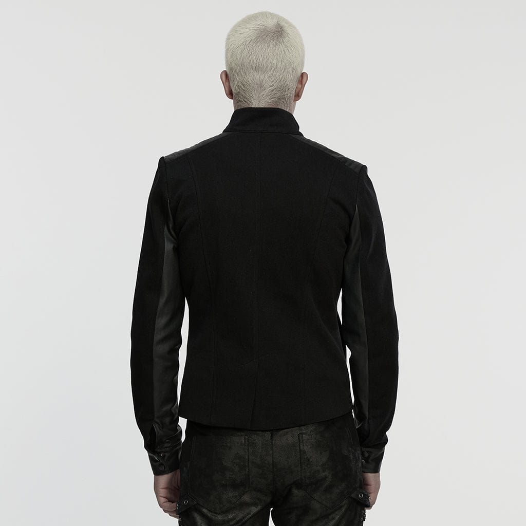 PUNK RAVE Men's Punk Pleated Stand Collar Jacket