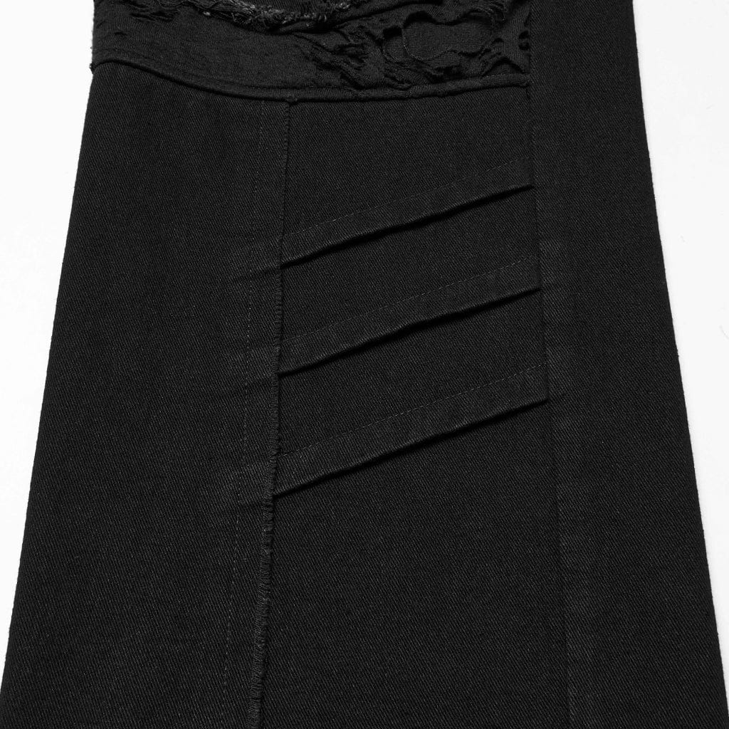 PUNK RAVE Men's Punk Ripped Straight Pants